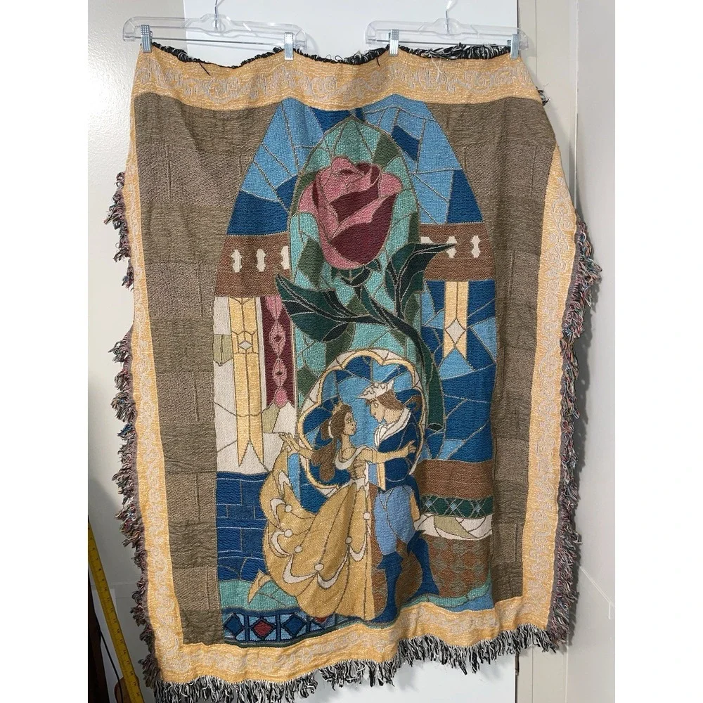DISNEY PARKS BEAUTY AND THE BEAST TAPESTRY THROW BLANKET 52